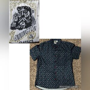 Kennington Ltd. Blue and Red Vintage Button Down Shirt with paisley Print